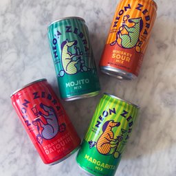 Picture of all Neon Zebra flavors on a countertop